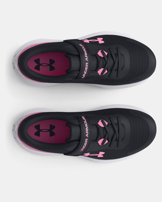 Girls' Pre-School UA Surge 3 AC Running Shoes in Black image number 2
